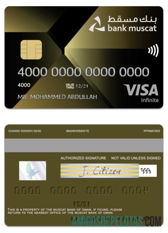 Oman Muscat Bank Visa Infinite Credit Card real example
